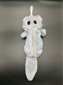 1pc Large Capacity Gray Cat Plush Pencil Case - Soft & Thick Polyester Zipper Pouch, Adorable Cartoon Design, Suitable For School & Office Supplies Storage, Pencil Case, Small Bag, School Supplies, Office Supplies, Christmas, Halloween, Christmas Stocking Stuffers, Halloween Gifts, Cute School Supplies - Cute Cat Pencil Case - View 8