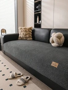 1pc Minimalist Chenille Solid Color Sofa Cushion, 1/2/3/4 Seater Sofa Seat Pad, Armrest & Backrest Cover, Non-Slip, Suitable For All Seasons - Grey - View 1