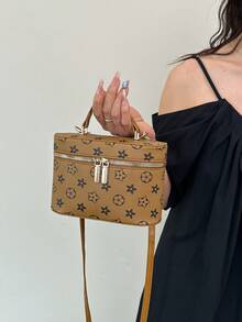 2026 Nova Bolsa de Ombro Retrô com Corrente de Caixa para Mulheres, Bolsa Transversal Versátil e da Moda, Bolsa de Maquiagem, Bolsa de Batom, Porta-Moedas - Castanho - Visão 3