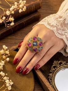 Hoa tai trang sức thời trang nữ, chất liệu hợp kim đồng khảm thạch anh tím, phụ kiện tinh tế phong cách cổ điển châu Âu cỡ lớn. Thiết kế nhà máy hàng đầu, cảm giác kim loại cổ điển, đồ trang trí lấp lánh sang trọng truyền tải hào quang trang trọng. Được chế tác khéo léo với niềm đam mê và tay nghề đặc biệt, mỗi sản phẩm là một thiết kế độc đáo. - Nhiều màu - Xem 8