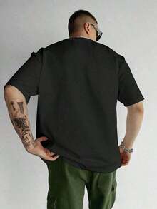 Father's Day Camouflage T-Shirt - Men's 100% Cotton Vintage Street Style T-Shirt, Comfortable Short Sleeve Crew Neck, Essential For Men, Can Be Used As A Gift - 黑色 - 查看 2