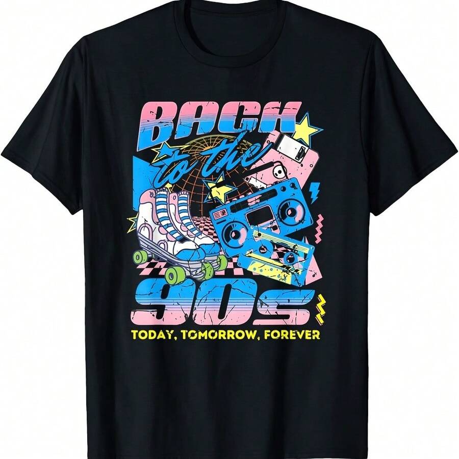 Back To The 90s Retro Vintage Party 90s T-Shirt - Black - View 1