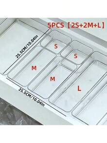 Transparent Plastic Cosmetic Storage Box With Drawer - Lightweight, Polished Finish, Stackable Storage Box, Suitable For Cosmetics, Office Supplies And Handicrafts, Desktop Storage | Modern Cosmetic Box | Polished Finish - Clear - View 13