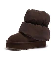 CAMEL CROWN Women's New Snow Boots, Fleece Lined Warm & Cold-Proof, Detachable Boot Covers Reversible Wear, Waterproof & Water-Resistant, Thick Sole Ankle Boots - Brown - View 1