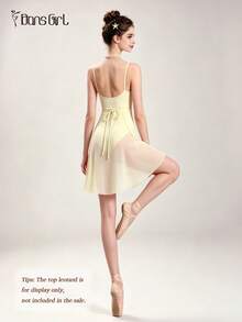 DonsGirl 1pc Women's Ballet Mid-Length Chiffon Wrap Design Ballet Skirt, Solid Color Suitable For Dance Performance Fall - Light Yellow - View 8