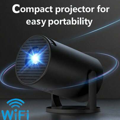1pc 720*480P HD Smart Projector, Native Resolution, Supports 4K, Mini Portable Projector, 180° Adjustable, Wireless Connection Compatible With Phones & Tablets, Indoor & Outdoor Viewing Without Screen Required