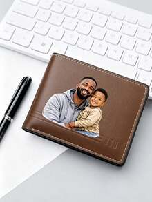 Billetera Personalizada con Foto para Hombres, Patrón Personalizado, Billetera Personalizada para Papá, Regalo del Día del Padre, Regalo de Aniversario para Novio, Hijo - Añade Tu Propia Foto - Multicolor - Ver 2