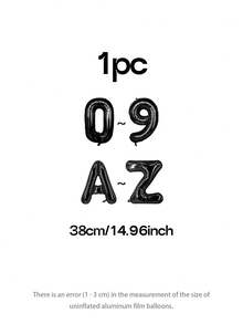 1pc 16"Black Digital/Alphabetic PE Balloon, A-Z 0-9 Birthday Party Decor Balloon, Scene Setting Prop,Christmas - Black - View 2