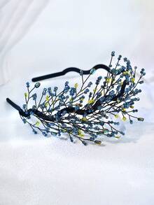 1 pièce Bandeau élégant avec perles de cristal, accessoire de cheveux polyvalent pour mariée et mariage, convient pour les fêtes, les rassemblements, les bals, les festivals, les banquets - Bleu azur - Voir 7