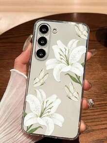 1 Piece Soft Phone Case With White Lily Flower And Butterfly, Compatible With Huawei Honor, , Galaxy A04e/12/A13/A14/A34/A50/A52/A53/A54/S21/S22/S23/S24/S25/S25Ultra, 6A/7A/8A, 12T/13T, International Version, Not Domestic Version, Spring Gift - 透明 11 - 查看 6