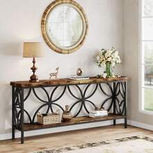 Tribesigns 160 Cm Narrow Sofa Table, 2-Tier Industrial Console Table Behind Couch, Long Entry Tables With Storage For Entryway, Living Room, Foyer, Hallway, Rustic Brown - Brown - View 1