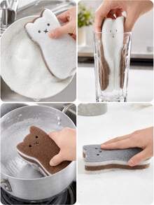 Cute Shaped Kitchen Sponge Thick Durable Dishwashing Cleaning Tools For Kitchen Bathroom And Outdoor Cleaning Multifunctional Heavy-Duty Scrub Sponge Designs Holiday Party Dish Essential Summer Cleaning Pack Housewarming Gift For Aesthetic Home - A - View 12