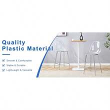 Transparent bar stool set, 4 pack, acrylic seat shell with metal frame in silver/ gold/ black, modern design chairs for kitchen, bar or dining room chairs only, without table - Silber + Kunststoff1 - Übersicht 2