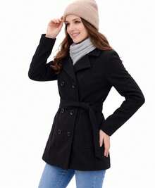 Women's Wool Blazer With Sash Belt - Black - View 2
