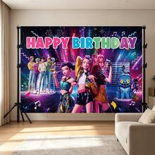 1 pieza Decoraciones para ambiente de fiesta con temática de ídolos K-POP, Cazadores de demonios K-Pop, Caza de brujas de K-Pop, Tela de fondo, Decoración de fiesta de cumpleaños, Regalos de decoración de fiesta del grupo de Caza de brujas para niños - Multicolor - Ver 1