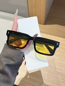1pc Men's Retro Casual Square Black Fashion Glasses, Suitable For Daily Wear And Street Photography - Multicolor - View 7