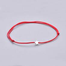 1件 925純銀星星紅繩腳鍊，可調節極簡好運友誼腳鍊，低過敏珠寶禮物 - 銀色 - 查看 8