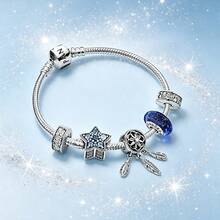 PANDORA Star Wish Sparkling Bracelet Set 925 Silver DIY Bracelet Set Couple Basic Bracelet Set 925 Silver Bracelet Set Girlfriend Gift Birthday Gift Christmas Gift Mother's Day Gift Back To School Gift - Blue - View 3