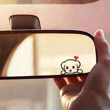 2pcs Creative Cute Cartoon Car Stickers/Heart Puppy Rearview Mirror Window Body Stickers/Electric Vehicle Car Scratch Cover Stickers - Puppy Decorative Stickers - View 2
