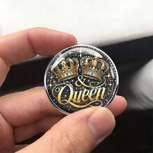 Broche de acero inoxidable con diseño de corona de moda, accesorio de insignia personalizada minimalista para ropa y bolsos, unisex - A - Ver 4