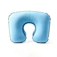 Inflatable Travel Neck Pillow, Portable Foldable U-Shaped Pillow For Airplane & Long Journeys - 酒紅色 - 查看 3