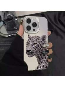 Patrón de Leopardo de Diamante Gris, Adecuado para Fundas de Teléfono .Funda resistente con diseños únicos - Plateado - Ver 6