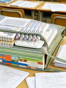 1件熱銷款新式雙層科目分類收納袋 A4透明網格文件收納袋 拉鍊式背包，適合國小、國中學生與大學生，大容量可裝考卷、科目教材、書籍與作業，學校辦公用品袋、資料夾文件袋，學習複習配件，教師必備，理想的教室教師禮物，開學季/萬聖節/聖誕節必備（卡片款式隨機發送） - 多款式 - 查看 6