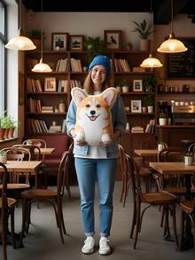 1pc Personalized Fun Custom Throw Pillow, Cushion And Cat/Dog Shaped Plush Doll, Soft Touch Printed Fabric, Playful Style, Breathable And Comfortable, Ideal Gift For Birthday, Anniversary, Mother's Day, Valentine's Day And Various Holidays For Lovers, Friends And Family, Casual And Fashionable Design - Multicolor - View 9