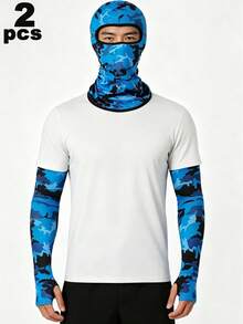 2pcs/Set Face Mask & Arm Sleeves, Outdoor Windproof Dustproof Face Cover, Quick-Dry Breathable Sun Protection Sleeve Set For Summer Sports - A - View 3