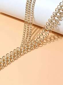 1pc Elegant Pearl Tassel Waist Chain, Gold Multi-Layer Body Chain Belt, Adjustable Women's Wedding Bridal Evening Party Dress Accessory - Gold - View 6
