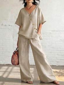 Women Two-Piece Outfits - Pink - View 8