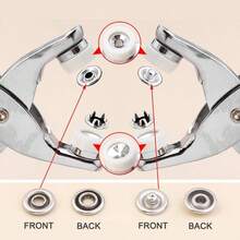 Juego de Broches de Metal DIY, Incluye Alicates para Broches, Adecuado para Costura y Manualidades (9.5mm), Se Puede Usar para Ropa, Mochilas, Mamelucos de Bebé, Proyectos de Costura y Manualidades. - plata - Ver 4