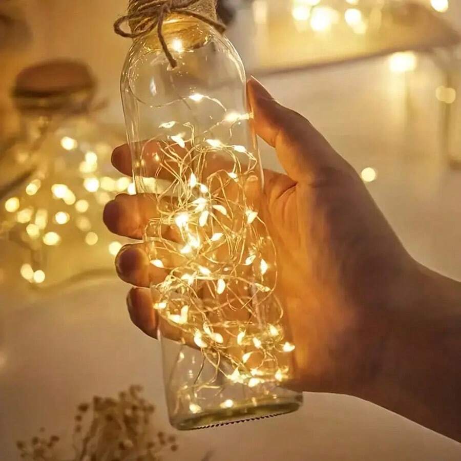 5/10 piezas/Paquete 1m Luces de alambre de cobre LED, Luces de ambiente decorativas para ramos, Pequeñas luces de cadena, Flores, ¡Luces decorativas para regalos!