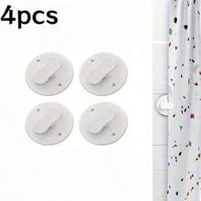 2/4/5/6Pcs Drill-Free Shower Curtain Windproof Fixing Clips, Bathroom Shower Curtain Anti-Leakage Edge Anti-Slip Fixer, Strong Adhesive Curtain Fixing Buckle - White - View 15