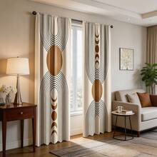 2PCS,Modern Geometric - Style Printed Curtains. Rod - Pocket Design. Suitable For Bedrooms, Living Rooms, Studies, Studios, Etc. Quality Decorations For Enhancing Spatial Texture,Protecting Privacy, Suitable For All Seasons - Multicolor - View 2