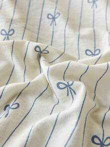 Set 2 Sarung Bantal Motif Garis-garis dengan Pita, Sangat Lembut & Bernapas, Tanpa Isi, Dapat Dicuci dengan Mesin, Gaya Gadis Manis, Cocok untuk Sarung Bantal Model Amplop di Kamar Tidur, Set Sarung Bantal Bernapas untuk Tempat Tidur di Kamar Asrama - Navy Blue - View 6