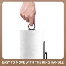VITSCAN Heavy-Duty Stainless Steel Paper Towel Holder With Tension Arm – Easy One-Handed Tear, Modern Standing Countertop Dispenser For Kitchen, Holds All Paper Towel Rolls - Silver - View 5