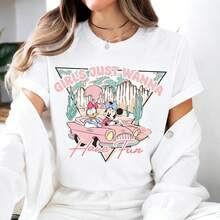 Disney Women's T-Shirts Summer Fun Minnie Daisy Oversized T-Shirts, 100% Cotton Retro Short-Sleeved Casual Shirts, And Graphic Printing T-Shirts For Summer Girls Trip Outfits - trắng - Xem 1