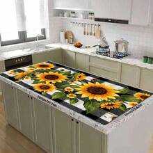1pc Dish Drying Mat, Coffee Machine Mat, Kitchen Counter Draining Pad, Highly Absorbent & Quick Dry, Black & White Checkered Sunflower & Bee Pattern, Suitable For Dining Table, Cafe, Bar Counter, Bowls & Utensils Drying, Multi-Purpose Drainage Mat, Home Gift, Tabletop Decor - XYLSD-406 - View 8