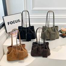 Bolso de mano moderno y versátil para mujer, estilo casual elegante con un toque de alta gama, bolso de hombro estiloso ideal para ir de compras. - Marrón - Ver 6