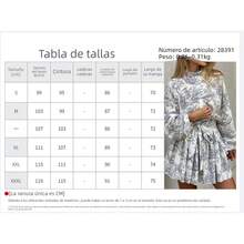 Vestido corto de primavera para mujer, elegante y moderno, con estampado y cordón ajustable - Blanco - Ver 3
