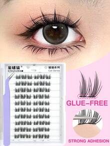 OBOVAY 90/180 Clusters C-Shaped False Eyelashes, Glue & Remover Free, Single Cluster Style, Korean Girl Group Look, Mixed Length 9/10/11/12mm, 0.07mm Natural Effect, DIY Grafting Lashes, 10 Rows Ultra Light Fan-Shaped Self-Adhesive Eyelashes, Cat Eye Design, Suitable For Daily, Cosplay, Party & Nightclub Makeup, Beginner Makeup Tool, Ideal Gift For Women, Mother's Day & Graduation Season, Must-Have Makeup Essentials - 黑色 - 查看 11