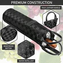 opux - Bolsa de vino para una sola botella bolsa aislada para enfriar vino de viaje para picnic o playa regalo térmico y portátil con un soporte para botellas funda de transporte para mujeres - Cuadro negro - Ver 6