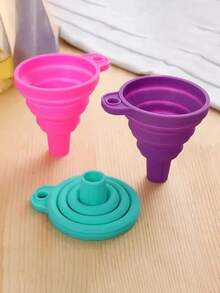 3pcs/1pc Foldable Silicone Funnel - Kitchen Telescopic Mini Oil Funnel, Home Cooking Tool, Portable Liquid Dispensing Funnel, Portable And Easy To Store, Convenient For Pouring Liquid, - Kitchen And Restaurant Essential (Random Color) - Multicolor - View 5