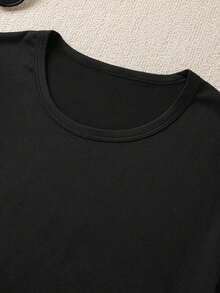 Disney Minnie Mouse Series Graphic Print Casual Fashion Short Sleeve T-Shirt, Stretchy, Opaque, Easy Care Fabric, Suitable For Daily Wear - màu đen - Xem 5