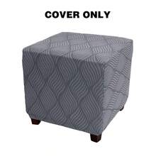 1pc Elastic Soft Fabric Sofa Stool Cover Full Wrap Ottoman Footstool Cover Solid Color Armchair Footstool Cover Suitable For Living Room Hotel - Multicolor - View 11
