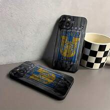 Fundas para teléfono con textura de madera de tigre azul y amarillo. Compatibles con , Apple, VIVO, OPPO, , Transsion, ,  y Honor. Fabricadas en silicona TPU, ofrecen protección contra golpes y caídas. - Negro - Ver 5