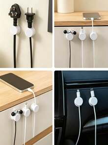 360° Rotatable Magnetic Cable Organizer, Anti-Slip Wire Fixing Clip, Desktop Phone Charging Cable Holder, Practical Home Cable Management Tool - Multicolor - View 2