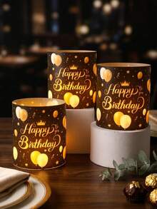 6/12件組生日快樂燈罩裝飾，桌上擺飾，生日桌飾，生日裝飾，派對背景裝飾，燭台，生日派對裝飾，家居裝飾，派對伴手禮，派對用品（不含燈光與蠟燭） - 生日快樂 - 查看 3
