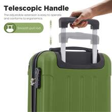 YONSLY 16 Inch Suitcase With Detachable Wheels 360° Combination Lock Double Zipper Soft Rubber Handle Trolley Travel Suitcase For Vacation - 橄欖綠 - 查看 6